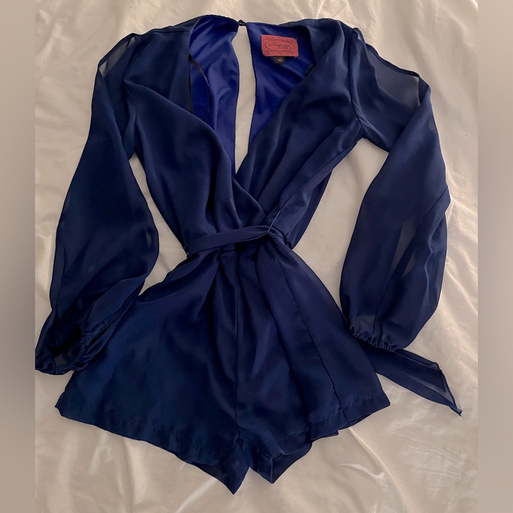 Pompous Girly Romper, size small, royal blue